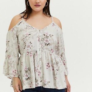 Torrid Floral Cold Shoulder Blouse